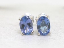 Tansanit Ohrstecker 585 Weißgold 14Kt Gold 2 natürliche facettierte Tansanite