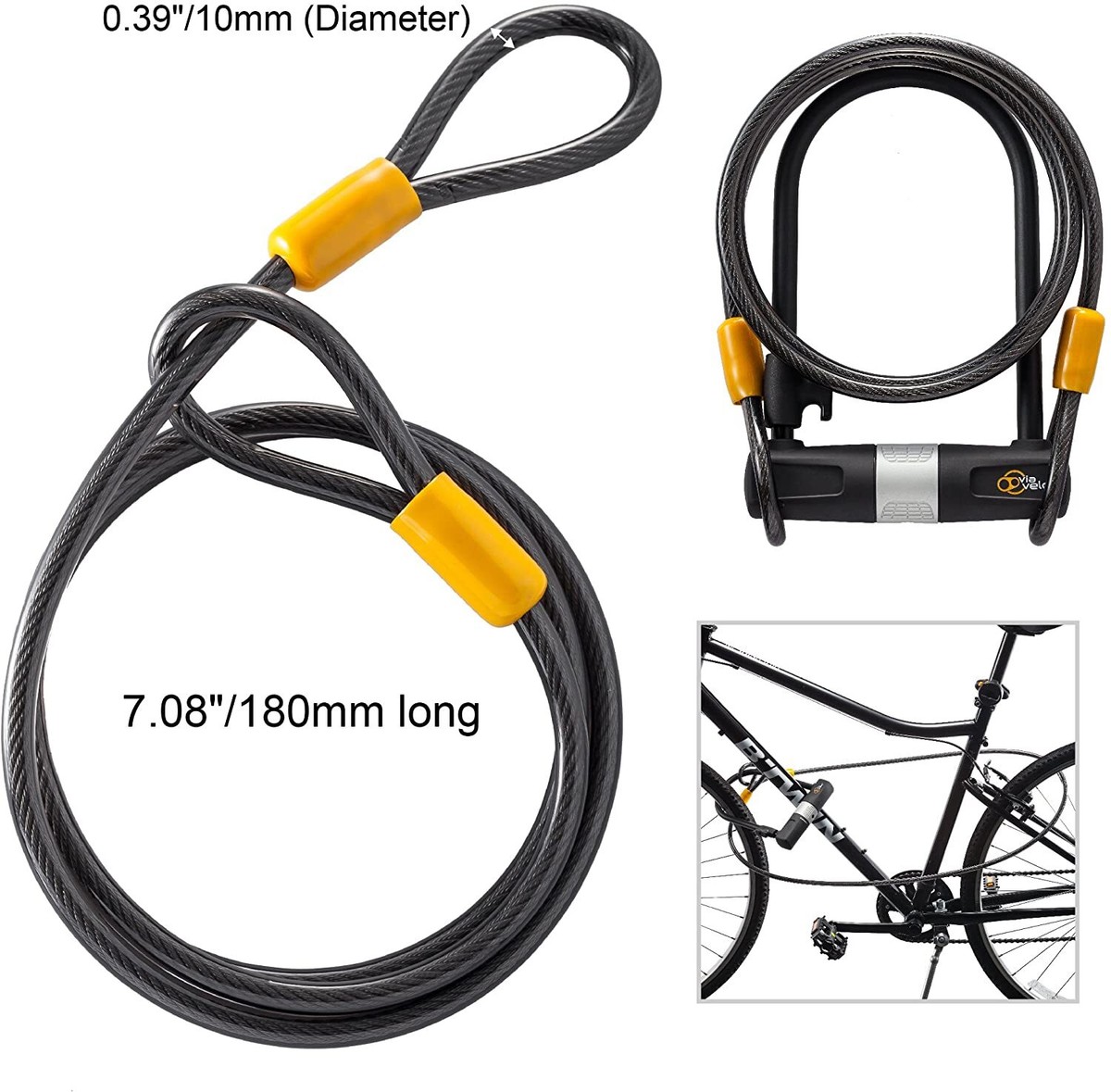 HEAVY DUTY BIKE LOCK WITH 6FT CABLE U-LOCK WEATHER PROOF | eBay
