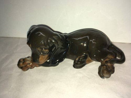 Statuina cucciolo bassotto porcellana Rosenthal vintage 6,5” Germania 1964 – n.2 scuro - Foto 2 di 14