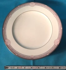 Noritake Stanford Court 9748 Bone China purple pink gold shell 8" salad 6 avl EX