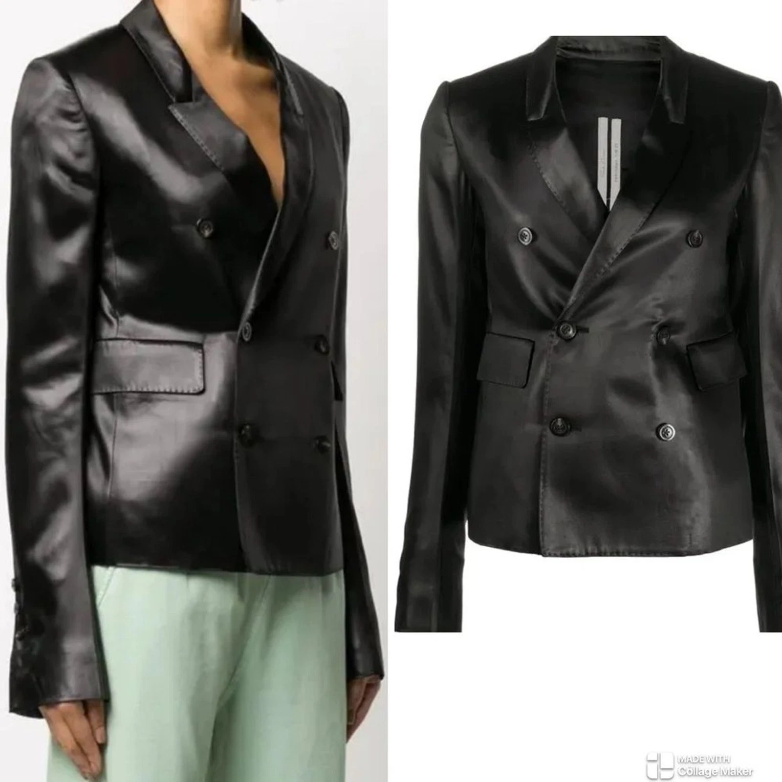 RRP US$2.750 Rick Owens blazer doppiopetto nero nuovo con etichette IT38
