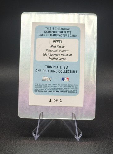 Matt Hague 2011 Topps Bowman Chrome BCP84 AUTO CYAN PRINTING PLATE 1/1  One of - Picture 2 of 2