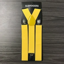 Yellow Clip-on 1.5" WIDE Suspenders Elastic Y-Shape Suspender Adjustable (USA)