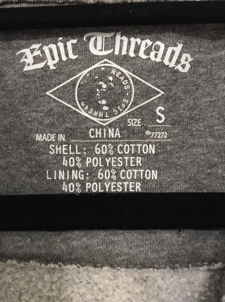 EPIC THREADS - BOYS SIZE SMALL - GRAY FULL ZIP HOODIE/STRIPED HOOD & POCKETS - Image 3 of 3