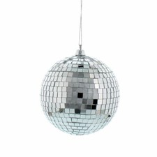 GLITTER BALL 10cm Mirror Ball Lightweight Silver for Disco & Parties