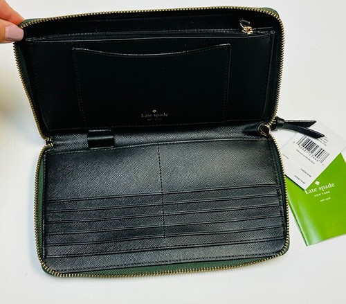 NWT Kate Spade GREEN LARGE Zip Around Wallet Kaden Wilson Road Nylon WLRU4924 - Picture 4 of 10