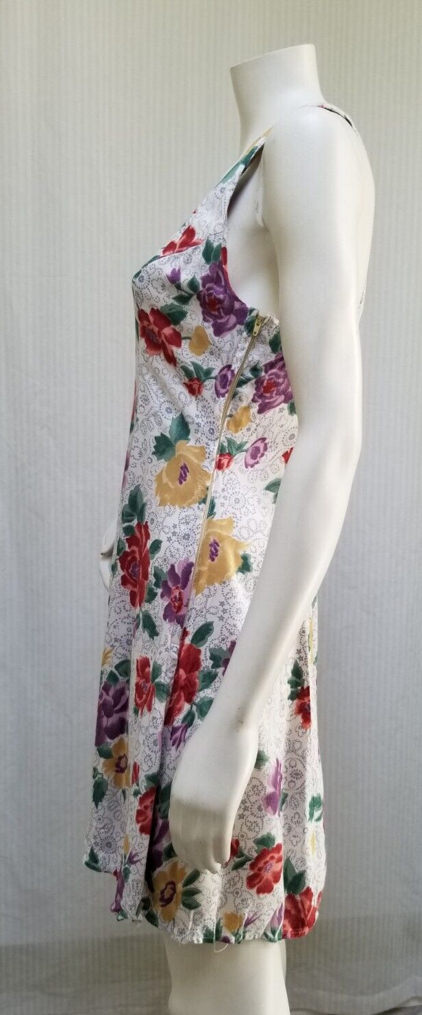 Vintage 90s Grunge Young Edwardian Floral Rayon Racerback Dress - Size S/M - EUC