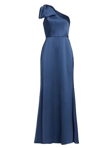 Amsale Grey Silk Chiffon One Shoulder Maxi Long Dress 4 Gown | eBay