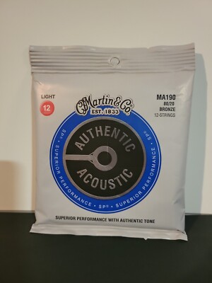 New Martin MA190 Acoustic SP 80/20 Bronze 12-String Guitar Strings, Light