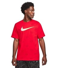Nike Men's Swoosh Short Sleeve Basketball Logo Graphic T-Shirt TOP Red Size S