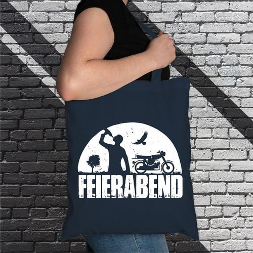 Stoffbeutel Baumwolltasche Lange Henkel FEIERABEND Simson Motorrad Moped 2 takt  - Bild 5 von 23