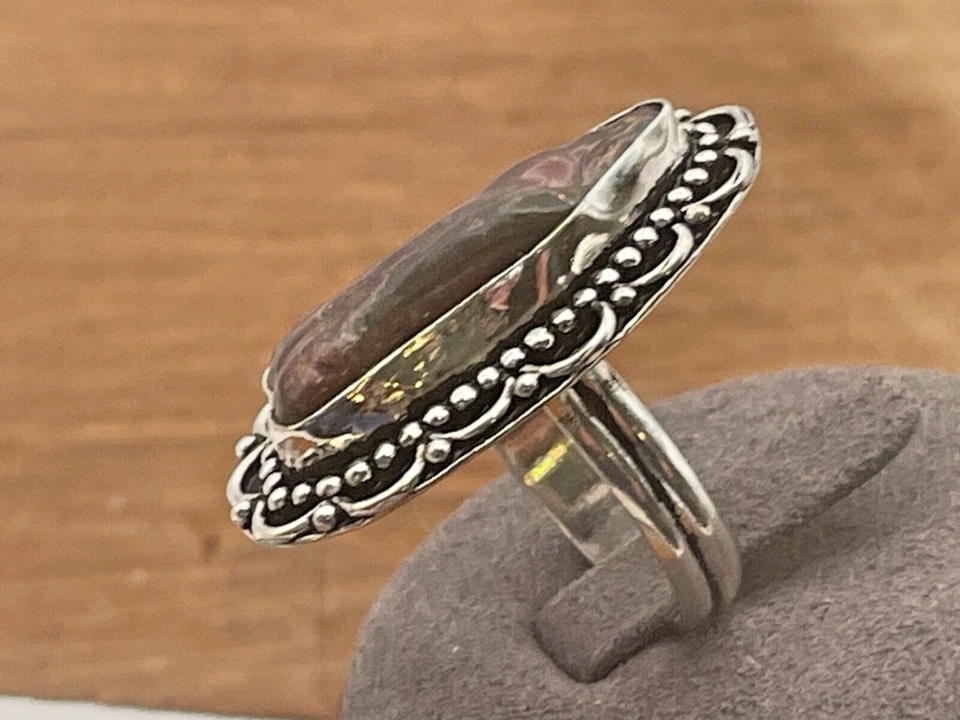 Anel vintage feito à mão de prata esterlina com bolhas pérola tamanho 10--1350,23 - Imagem 4 de 4