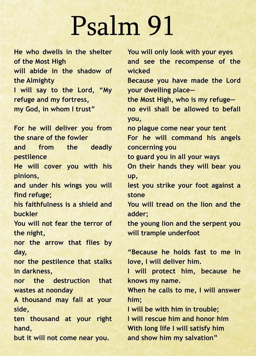 Psalm 91 Printable PDF Gift Psalm 91 Prayer Card Wall A4 55 OFF