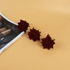 Rose Hair Clip Flowers Bobby Pins for Women Rose Flower Hairpin Hair dark red