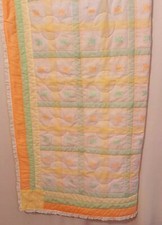 42X40" Hand Finished Sherbet Yellows Greens  Orange Teddy Bear Theme Quilt.