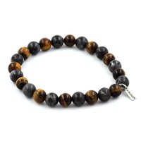 Steine Und Mineralien. Armband Perlen Labradorit + Tigerauge 8 Mm. Hergestellt