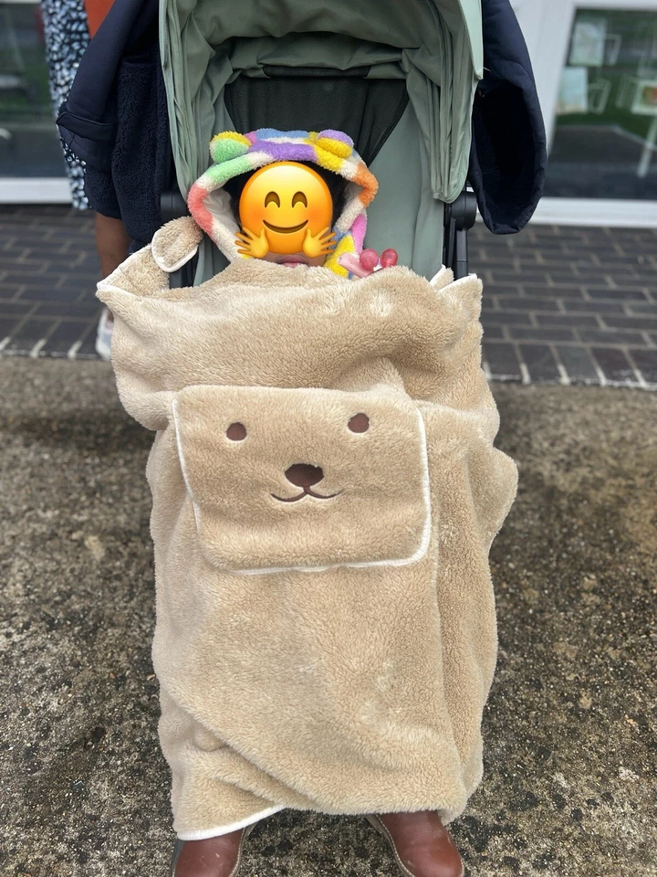 Plush bear baby blanket blanket for baby swaddle, cuddle, carrier, stroller - Image 2 of 3