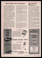 1956 McCoy Electronic Aircraft Crystal Mount Holly Springs Pennsylvania Print Ad