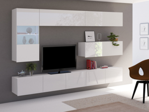 Wohnwand Schrankwand Corona Vi Hochglanz Mobel Weiss Schwarz Ebay