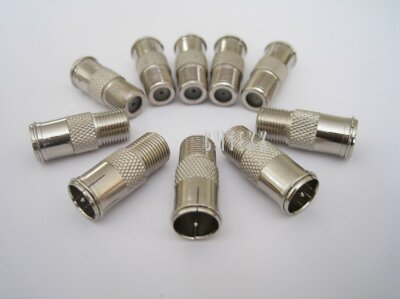 10 x F-type Quick-push-on Adapter Coax Coaxial Cable TV Sat Antenna Connector v2