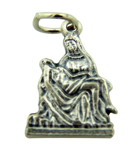 La Pieta Madonna w Jesus Christ Pendant 3/4&#034; Silver Medal Petite Religious Charm