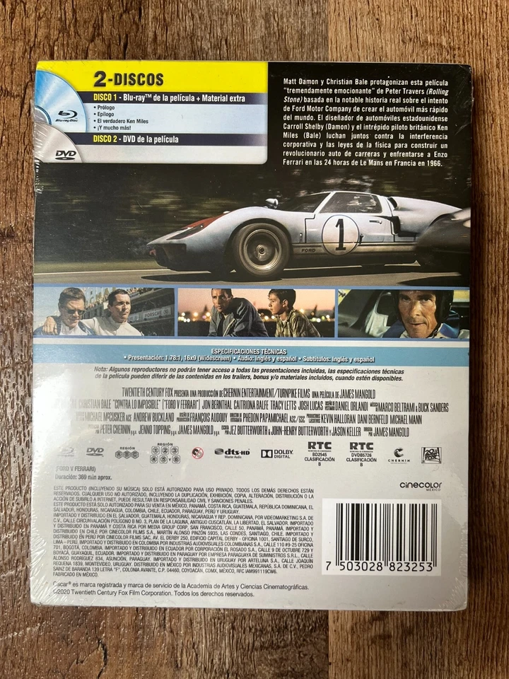 Ford V Ferrari w. Steelbook (Blu-ray, 2019, Import, Region Free) *NEW/SEALED* - Image 2 of 4