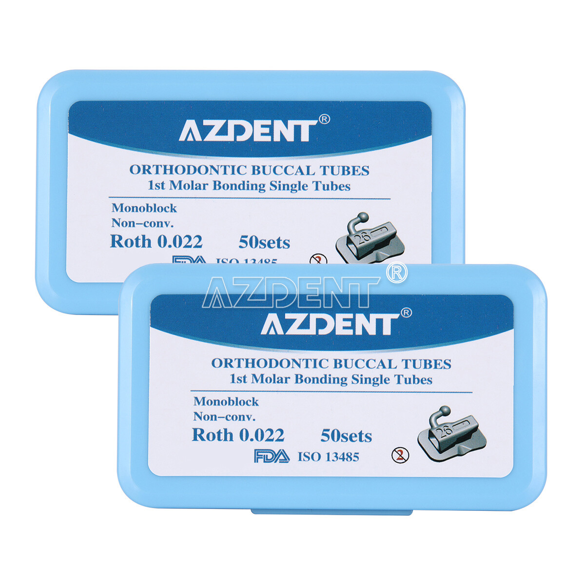 Tubi Boccali Ortodontici AZDENT Per 1° E 2° Molare Roth/MBT 022/018 Bondable