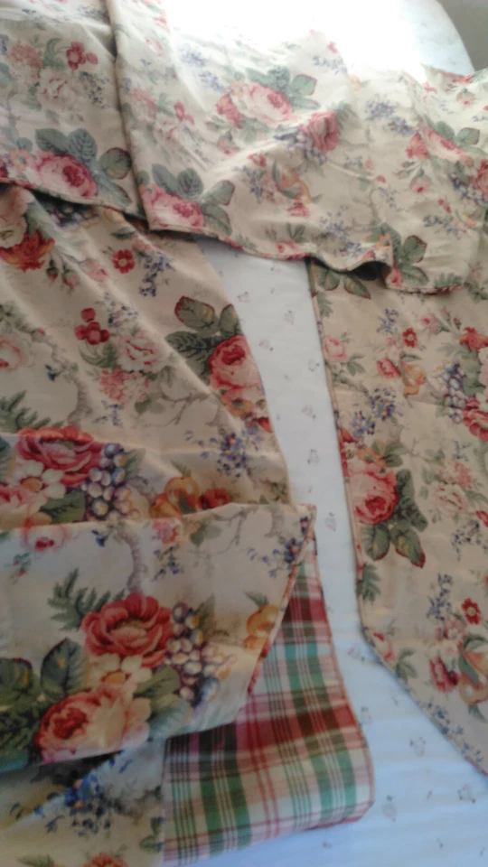 BUFANDA VENTANA GRANDE CHAPS-2 TELAS-PERGAMINO Y CUADROS-TELA ALGODÓN 252" LARGO Foto 4 de 4