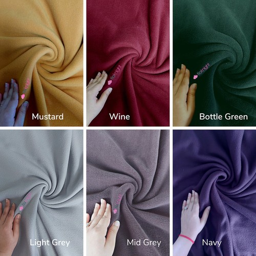 Polar Fleece Anti Pill Soft Washable Blanket Throw Fabric- Solid Plain Colours - Picture 9 of 53
