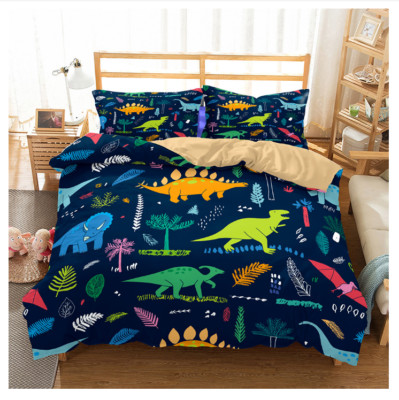 3D Dinosaurier Pflanze Muster Kinder Blau Quilt Cover Set Bettwäsche Sets Kis...