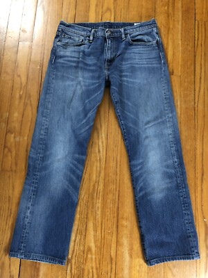 Levi's 504 Regular Straight Leg Mens Blue Jeans Measured 33x29 (Hemmed)