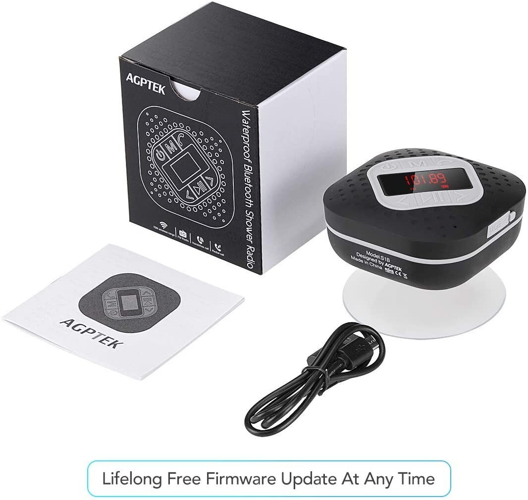 Waterproof Bluetooth Shower Radio Speaker with LED Screen, HandsFree