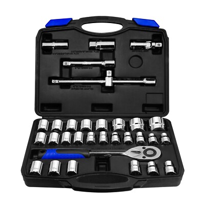 pgroup 32Pcs 1/2 inch Drive 8mm-32mm Metric socket set, with Ratchet Wrench