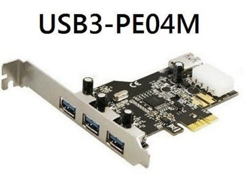 4 Port USB 3.0 PCI Express (x1) (3xExt + 1xInt) mit 4-poligem Molex Netzanschluss - Bild 1 von 4