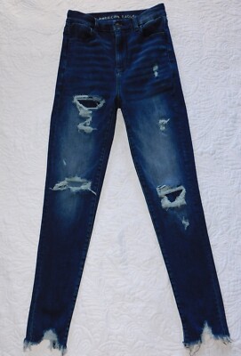 AMERICAN EAGLE  Size 0   CURVY HIGHEST RISE JEGGING Distressed Denim Jeans #CM78