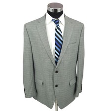 Chaps Blazer Mens 44L Gray Sports Coat Jacket 2 Buttons Vented Polyester Blend