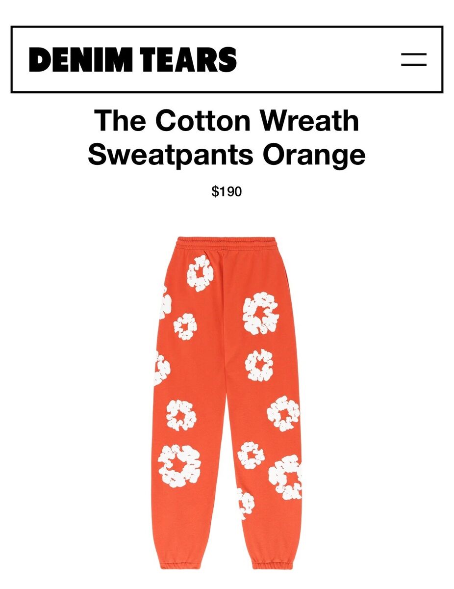 Denim Tears Sweatpants THE COTTON WREATH - ORANGE - Size Denim Tears Sweatpants THE COTTON WREATH - ORANGE - Size