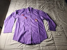 Las Olas Deep Purple Red Hat Society Size Small Rhinestones Button up Shirt