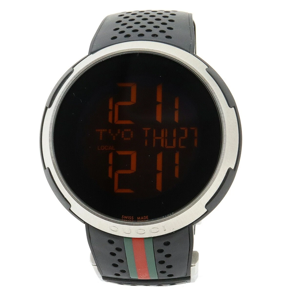 Montre Gucci Ai I Gucci I Xxl Sports World Time caoutchouc noir Qz 114,1 Ya114103