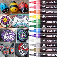 Acrylstifte 12 Farben Wasserfest FüR Steine, Holz, Glas, Diy