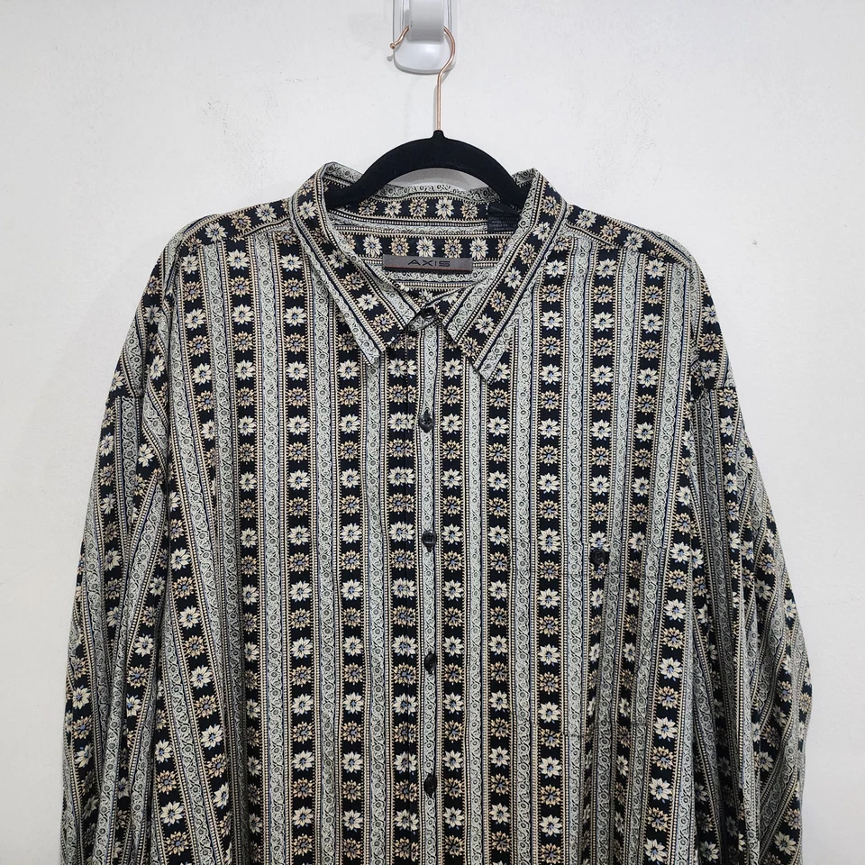 Axis Long Sleeve Geometric Print Shirt Button-front Long Sleeve Mens 3XT - Image 3 of 4