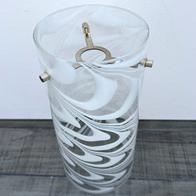 Murano Stil Glas Lampenschirm weiß matt Wirbelmuster Leuchte Decken Pendel