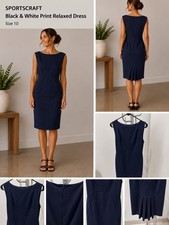 Forcast Navy Fitted Dress Size 10 Sleeveless Work Office Career Chic