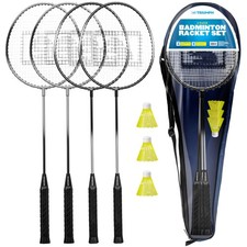 Triumph 4-Player Badminton Racket Set with 4 Steel Rackets, 3 Shuttlecocks, a...