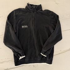 Hugo Boss Men's 1/4 Zip Pullover Sweater Size Large Color Black Pullover