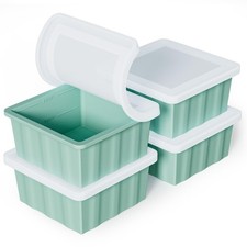 Silicone Freezer Tray for Soup Ice Cubes: 2-Cup Freezing 2 Cup, Green 4pack