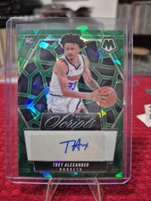 2024-25 Panini Mosaic Trey Alexander Rookie Scripts Green Ice Auto RC