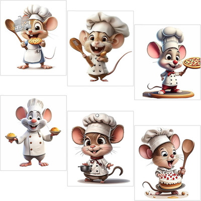 Wandtattoo Küche Maus Chef 6 Stück Wandtattoo selbstklebend Modern Wohnzimmer