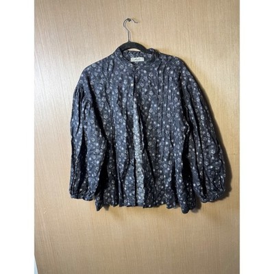 ICHI Antiquités Women's Linen Floral Button Up Shirt Long Sleeve