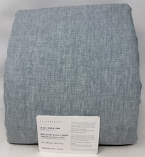 Pottery Barn Belgian Flax Linen Doublewide Blackout Drape 100x108 Mineral Blue